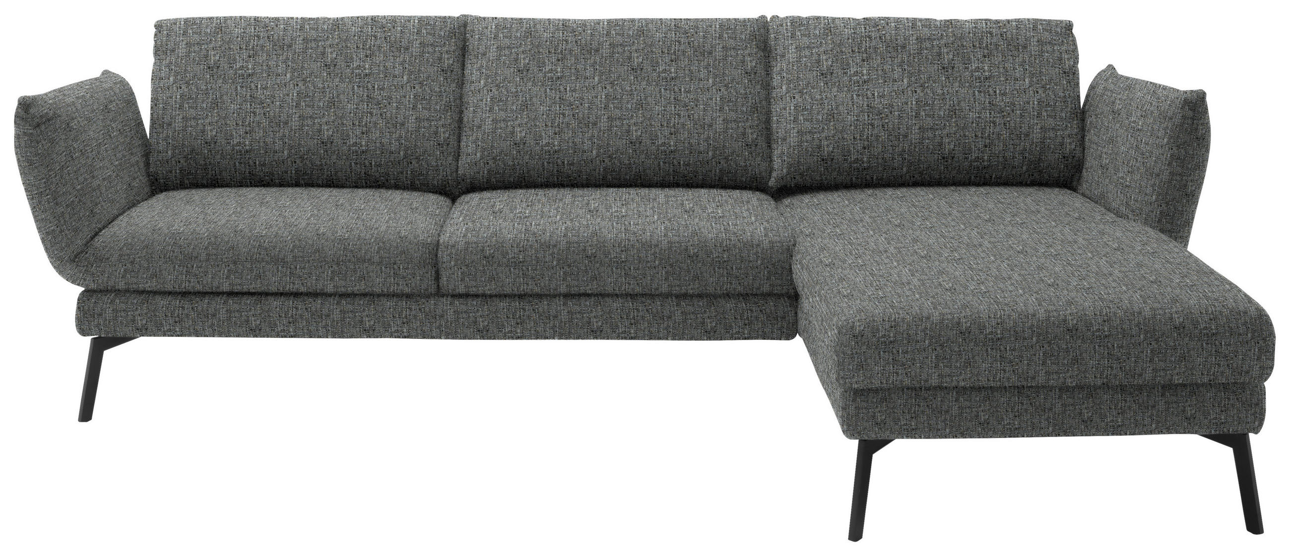 ECKSOFA in Flachgewebe Grau  277/175 cm  - Schwarz/Grau, Design, Textil/Metall (277/175cm) - Schöner Wohnen