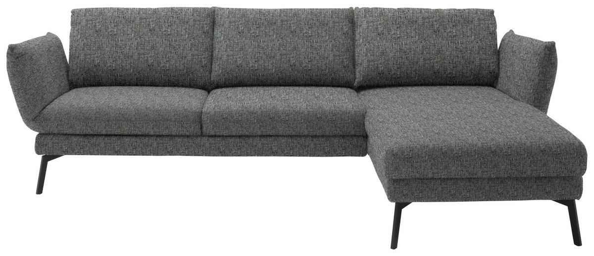 ECKSOFA in Flachgewebe Grau  277/175 cm  - Schwarz/Grau, Design, Textil/Metall (277/175cm) - Schöner Wohnen