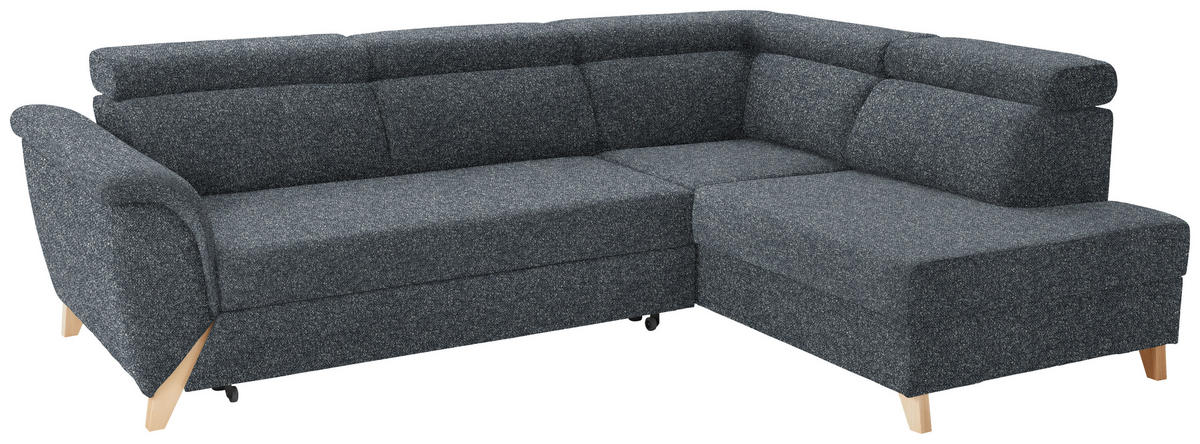 ECKSOFA  in Bouclé Anthrazit  265/200 cm  - Anthrazit/Naturfarben, KONVENTIONELL, Holz/Textil (265/200cm) - Stylife