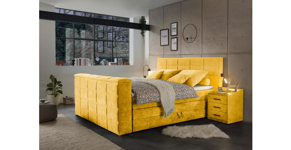 BOXSPRINGBETT 180/200 cm in Gelb - Gelb, KONVENTIONELL, Textil (180/200cm) - Carryhome