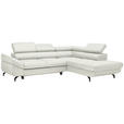 ECKSOFA  in Echtleder Weiß  - Schwarz/Weiß, Design, Leder/Metall (270/220cm) - Novel