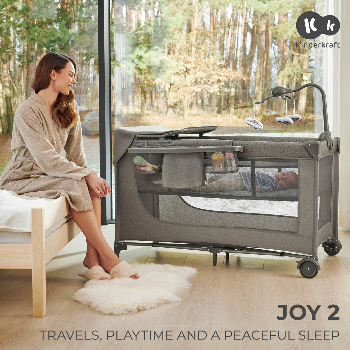 REISEBETT Joy 2 Dunkelgrau  - Dunkelgrau, Basics (60/120cm) - kinderkraft