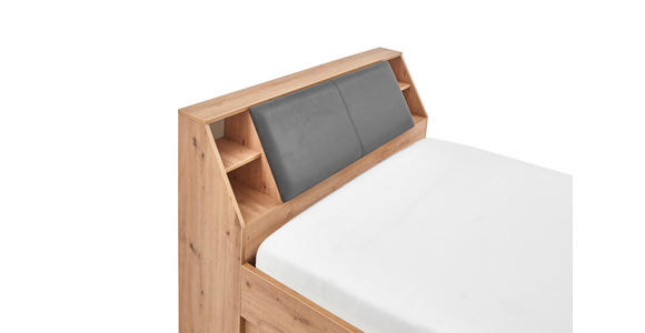 STAURAUMBETT 140/200 cm in Eiche Artisan - Eiche Artisan/Grau, KONVENTIONELL, Holzwerkstoff/Textil (140/200cm) - Carryhome