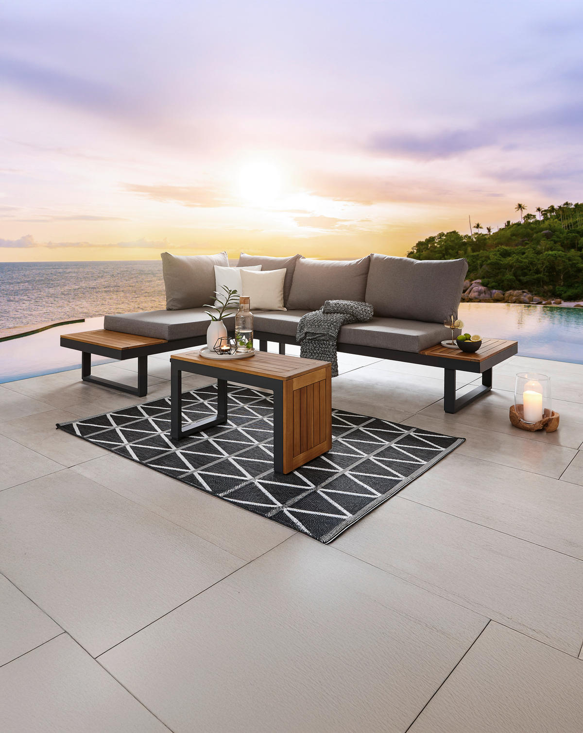 RÜCKENLEHNE - Anthrazit/Hellgrau, Design, Textil/Metall (60,71/45,48/7,7cm) - Amatio