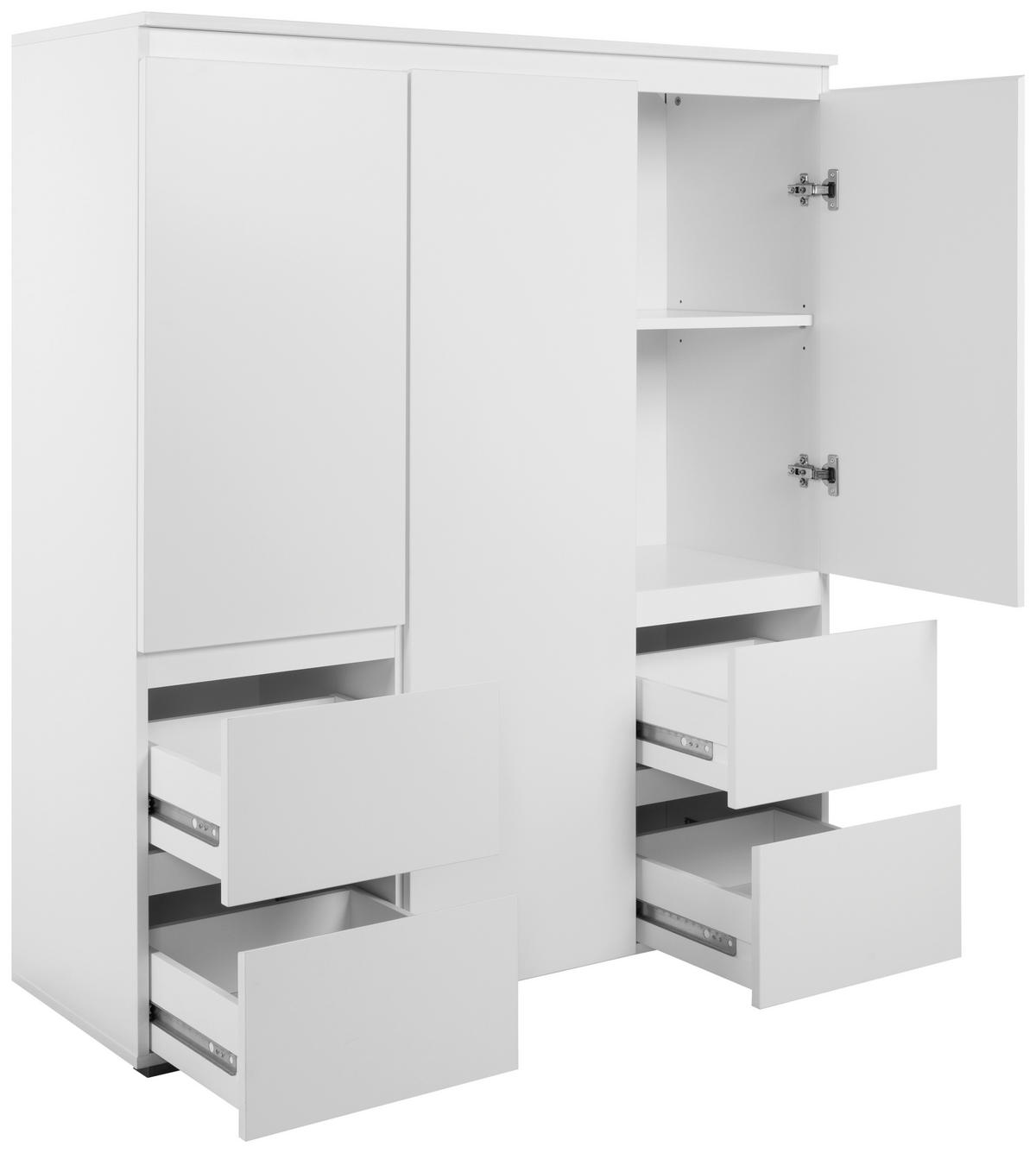 VISOKA KOMODA, bela  - bela/antracit, Design, umetna masa/leseni material (116/131/40cm) - Livetastic