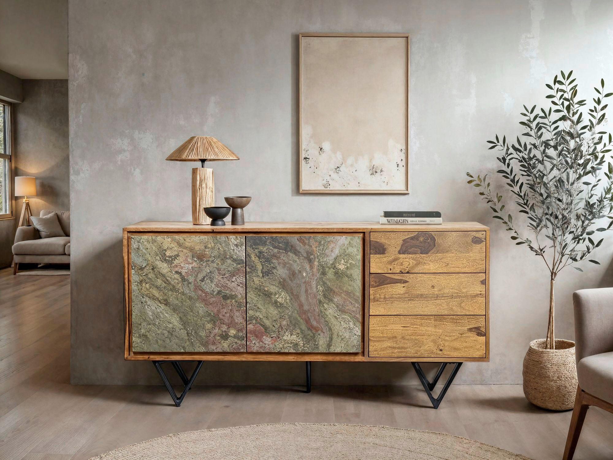 SIDEBOARD  in 150/55/40 cm  - Sheeshamfarben/Multicolor, Design, Holz/Metall (150/55/40cm) - MID.YOU