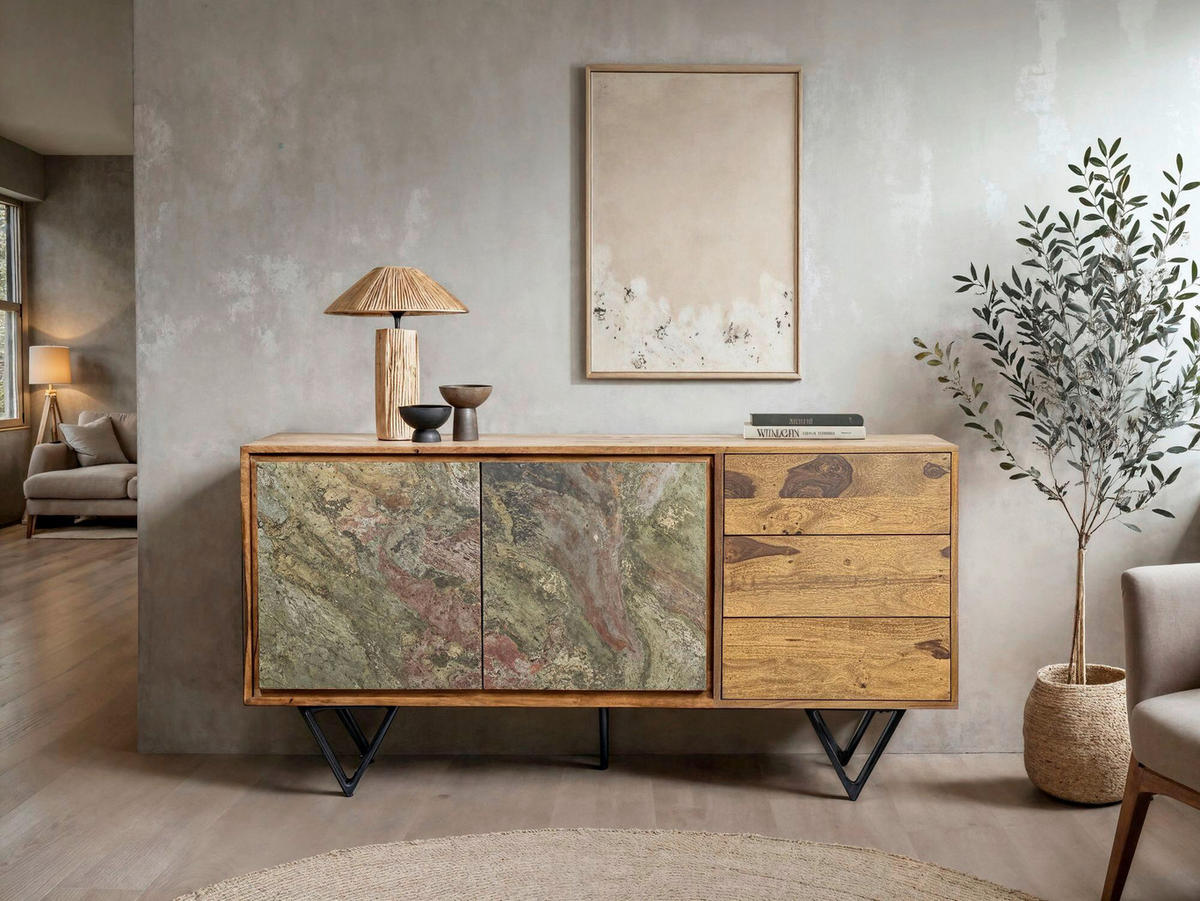 SIDEBOARD  in 150/55/40 cm  - Sheeshamfarben/Multicolor, Design, Holz/Metall (150/55/40cm) - MID.YOU