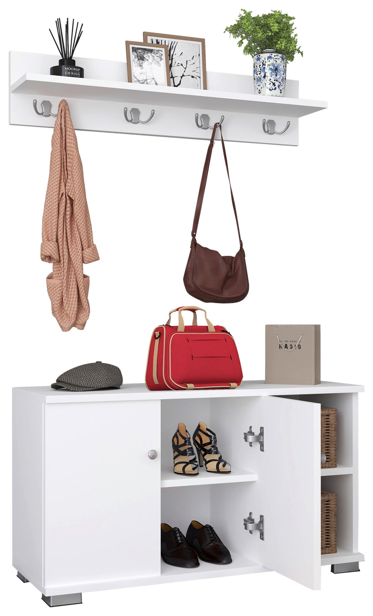 GARDEROBE 2-teilig  in 90/82/33 cm  - Weiß, MODERN, Holzwerkstoff (90/82/33cm) - MID.YOU