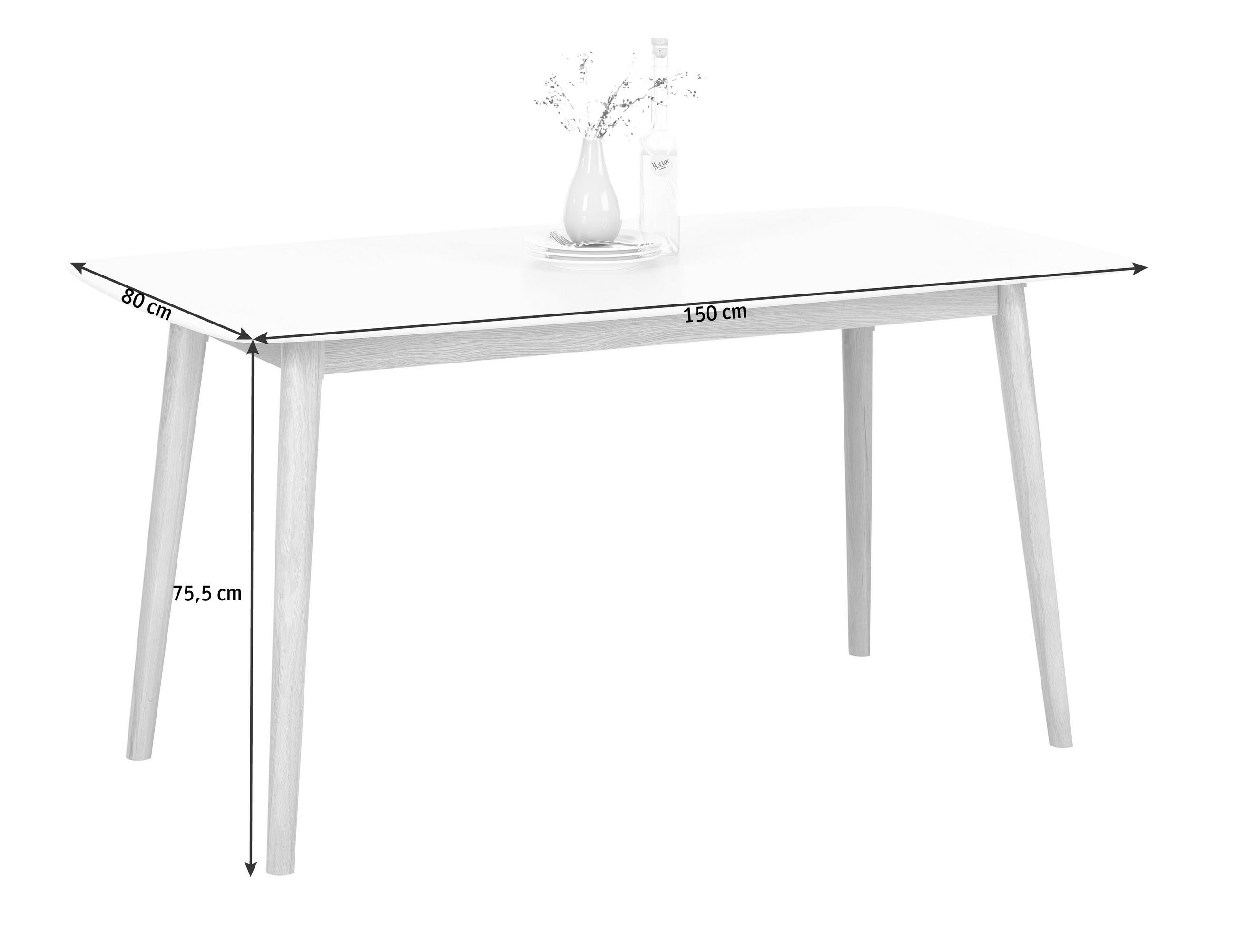 ESSTISCH Eiche massiv rechteckig Weiß, Eichefarben  - Eichefarben/Weiß, Design, Holz/Holzwerkstoff (150/80/75,5cm) - Livetastic