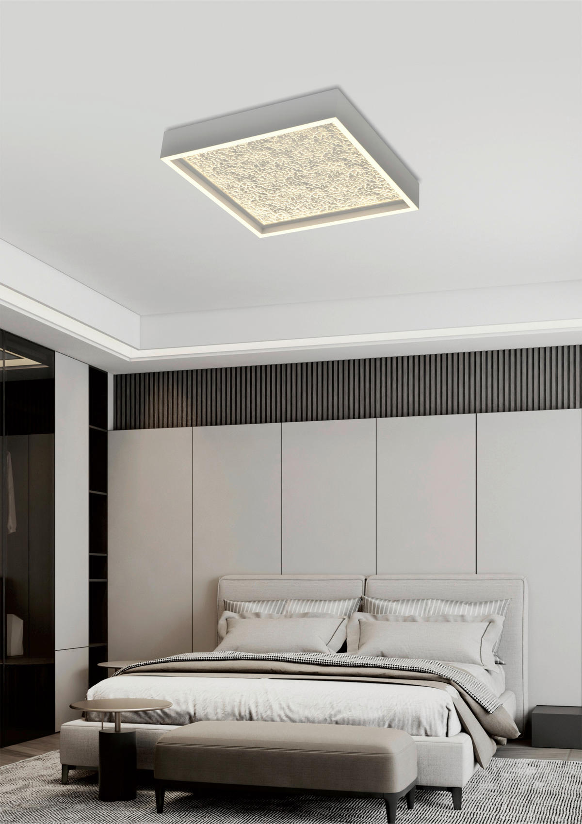 LED-DECKENLEUCHTE Bormes 40/40/6,5 cm  - Weiß, Design, Kunststoff/Metall (40/40/6,5cm)