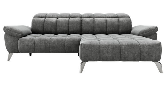 ECKSOFA inkl. Funktionen Dunkelgrau Chenille  - Edelstahlfarben/Dunkelgrau, Design, Textil/Metall (266/105-178cm) - Xora