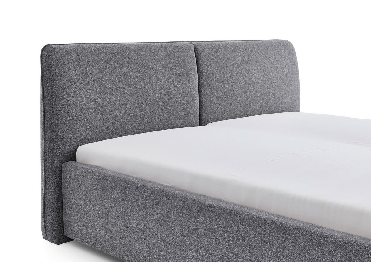 POLSTERBETT 180/200 cm,  in Grau,  - Schwarz/Grau, Design, Holz/Textil (180/200cm) - Stylife