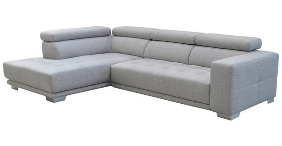 ECKSOFA in Chenille Hellgrau  - Chromfarben/Hellgrau, Design, Textil (207/301cm) - Xora