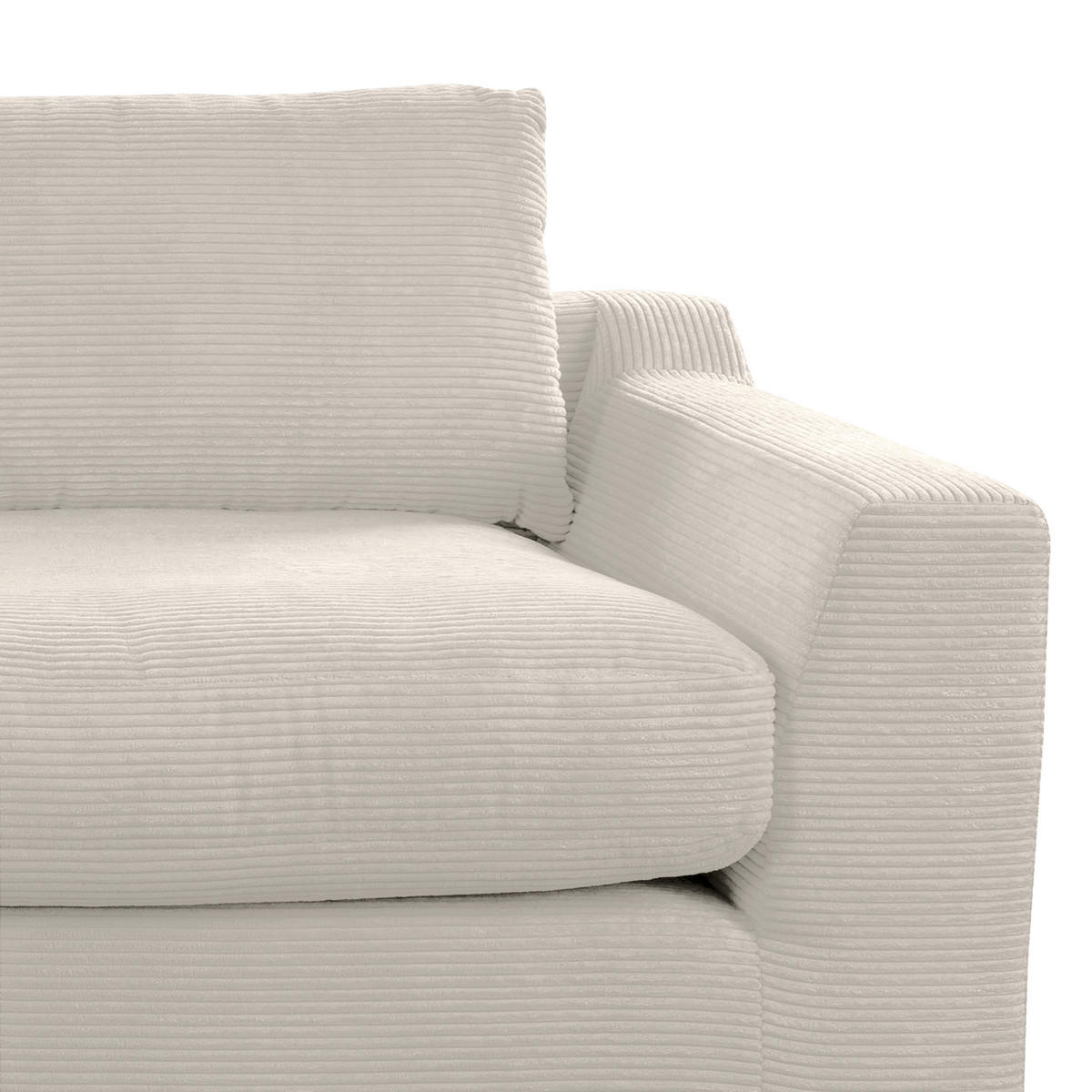 BIGSOFA in Cord Creme  - Creme/Schwarz, Design, Kunststoff/Textil (276/90/109cm) - Sit & More
