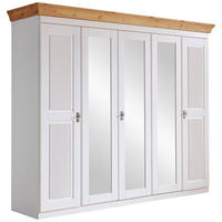 DREHTÜRENSCHRANK 253/210/64 cm 5-türig Weiß, Laugenfarbig  - Laugenfarbig/Weiß, ROMANTIK / LANDHAUS, Glas/Holz (253/210/64cm) - Boxxx