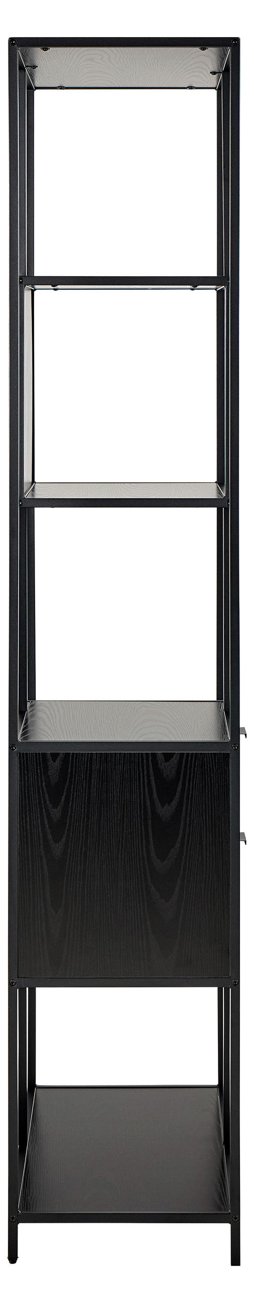 REGAL Schwarz, Eschefarben  - Eschefarben/Schwarz, MODERN, Holzwerkstoff/Metall (77/185/35cm)