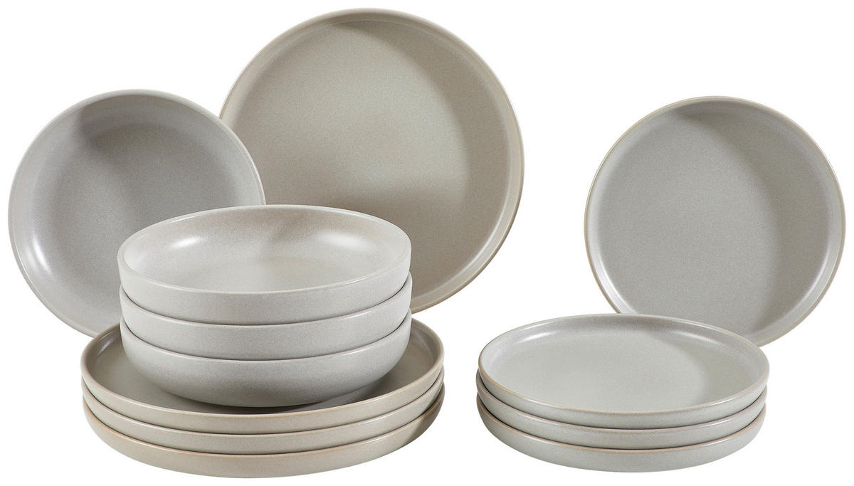 TAFELSERVICE Grau Uno 12-teilig  - Grau, KONVENTIONELL, Keramik - Creatable