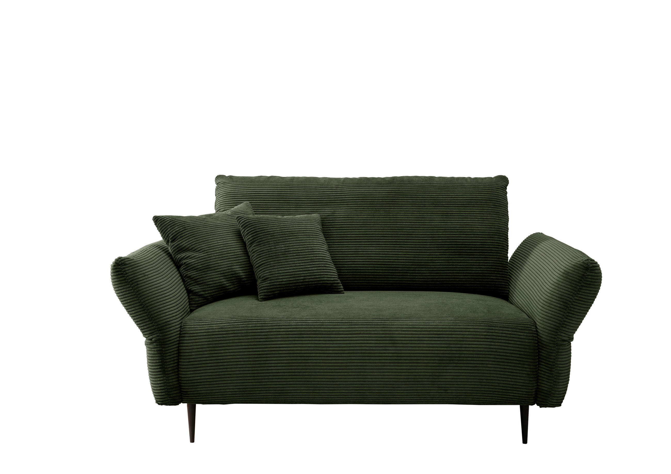 2-SITZER-SOFA Cord Dunkelgrün  - Dunkelgrün/Schwarz, Design, Textil/Metall (163/97/102cm) - Livetastic