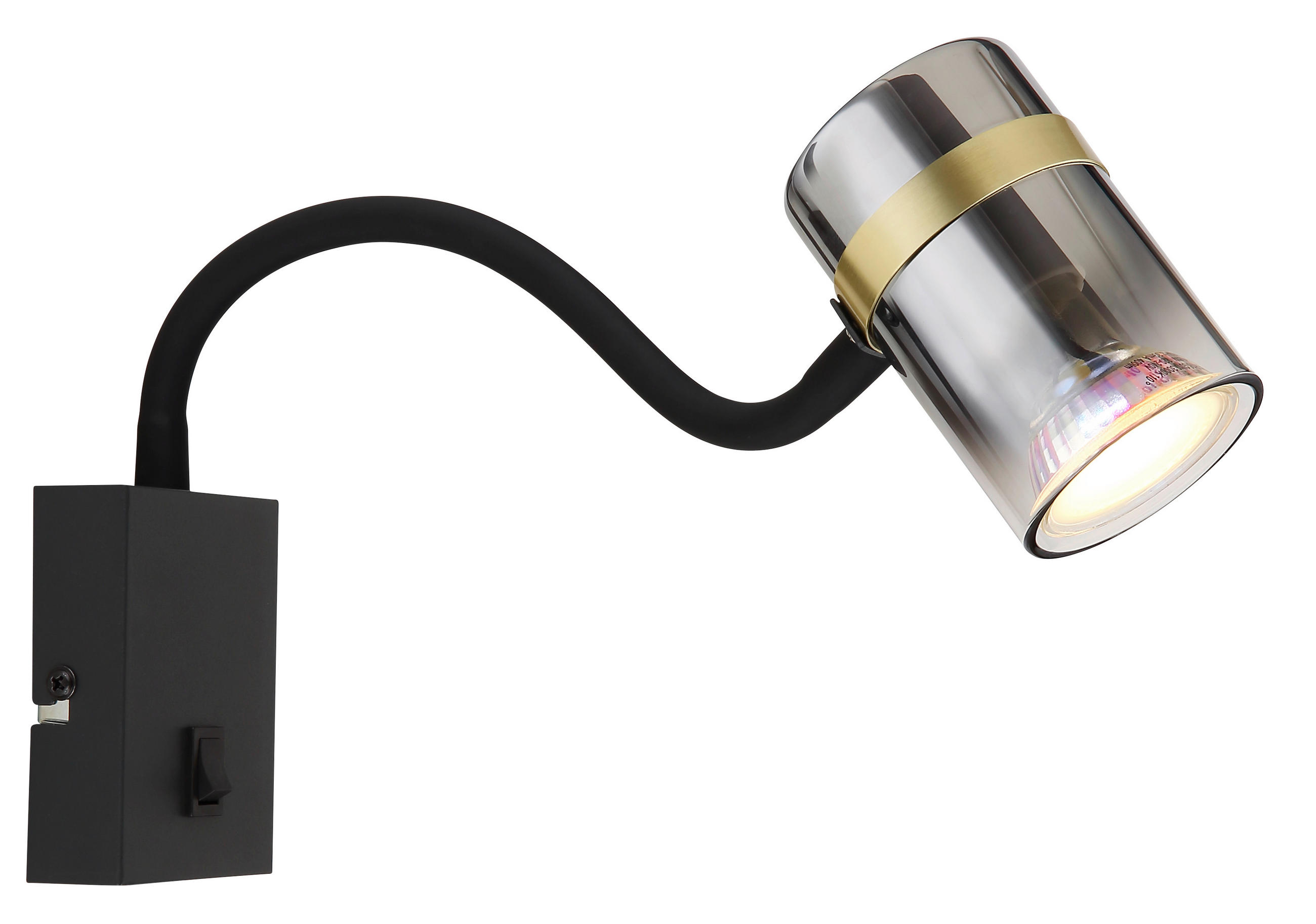 WANDLEUCHTE 7/29,5/40,5 cm   - Messingfarben/Schwarz, Design, Glas/Kunststoff (7/29,5/40,5cm) - Globo