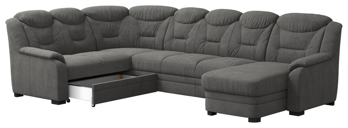 WOHNLANDSCHAFT  in Chenille Anthrazit  - Anthrazit/Schwarz, Basics, Kunststoff/Textil (211/330/162cm) - MID.YOU