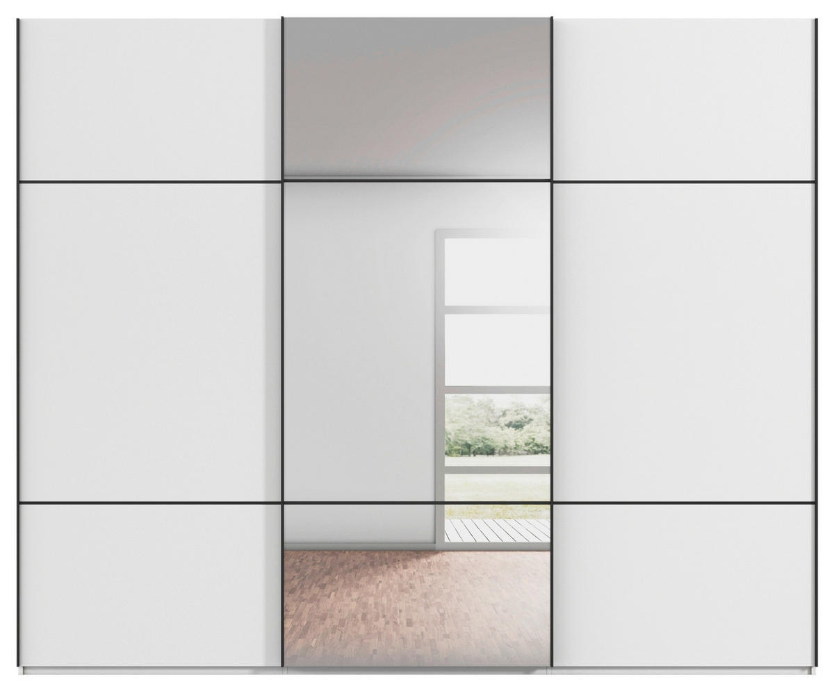 SCHWEBETÜRENSCHRANK 242/223/68 cm 3-türig Weiß  - Schwarz/Weiß, KONVENTIONELL, Glas/Holzwerkstoff (242/223/68cm) - Novel