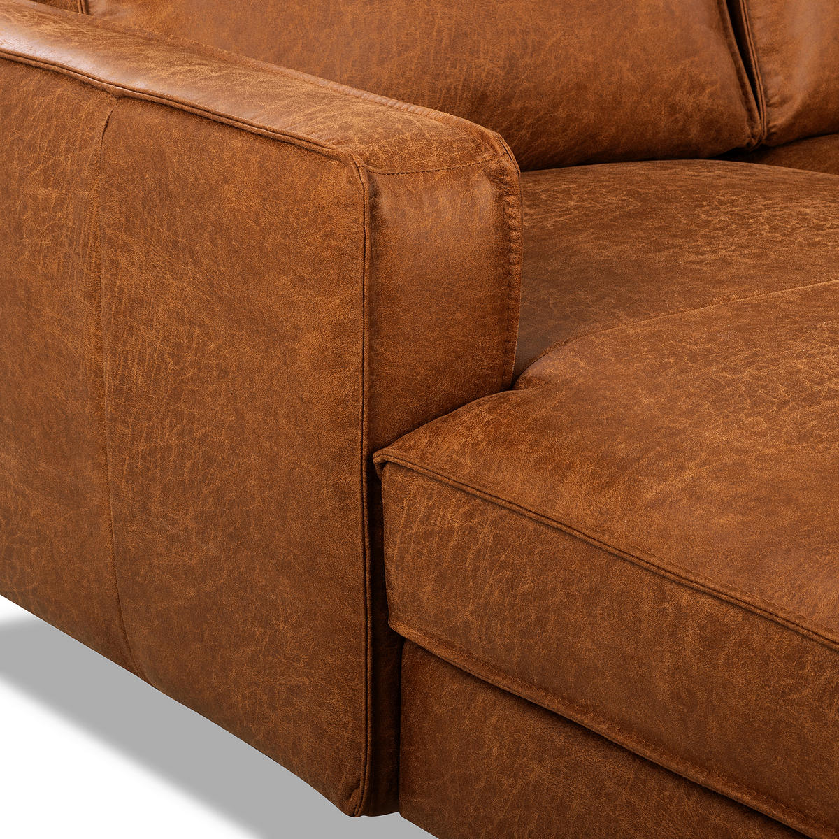 ECKSOFA Cognac Echtleder Lederlook Rücken echt  - Cognac, Design, Leder/Textil (166/238cm) - Livetastic