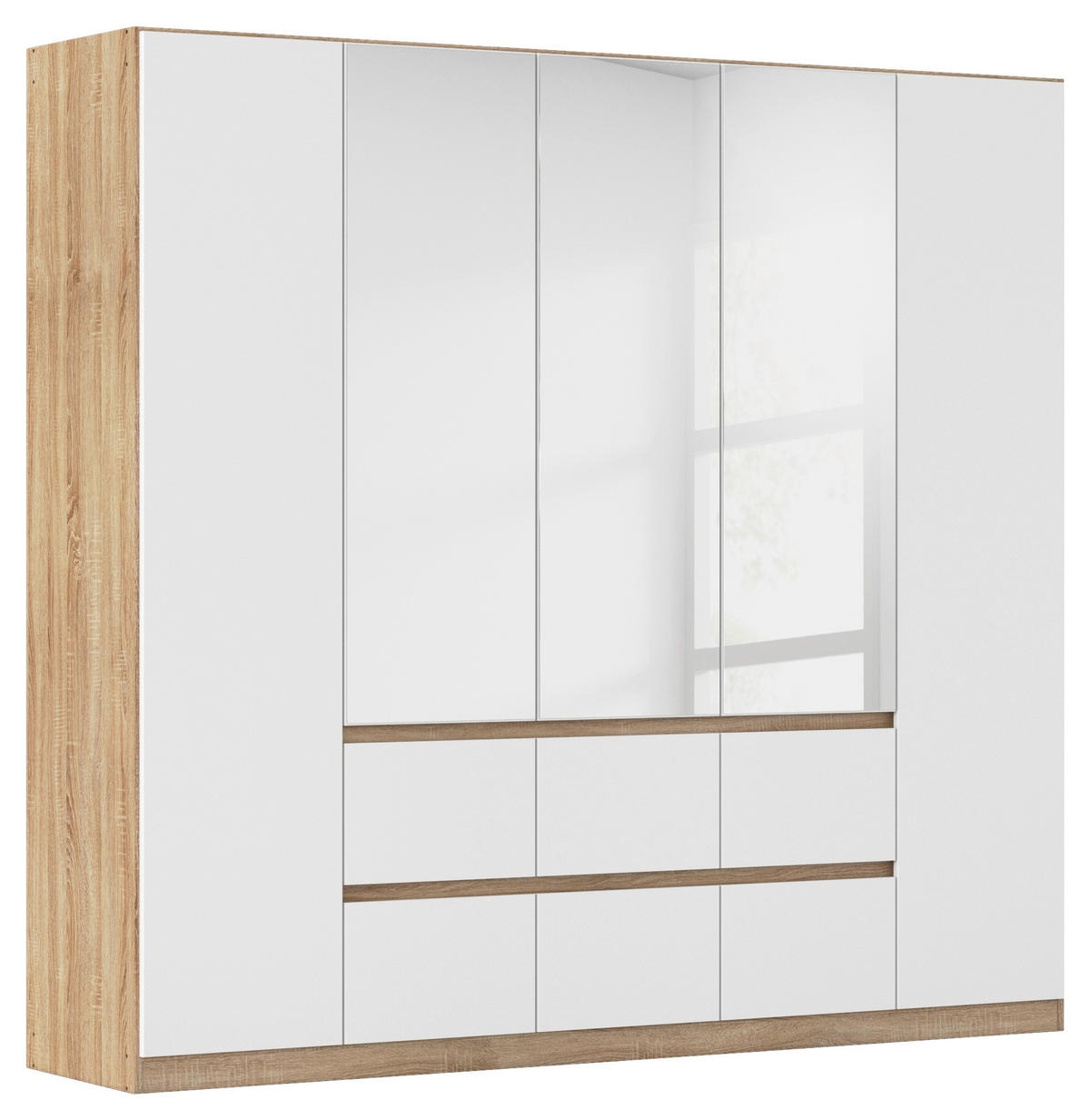 DREHTÜRENSCHRANK in Weiss, Eichefarben  - Weiss/Eichefarben, Basics, Holzwerkstoff (226/210/54cm) - Rauch Möbel
