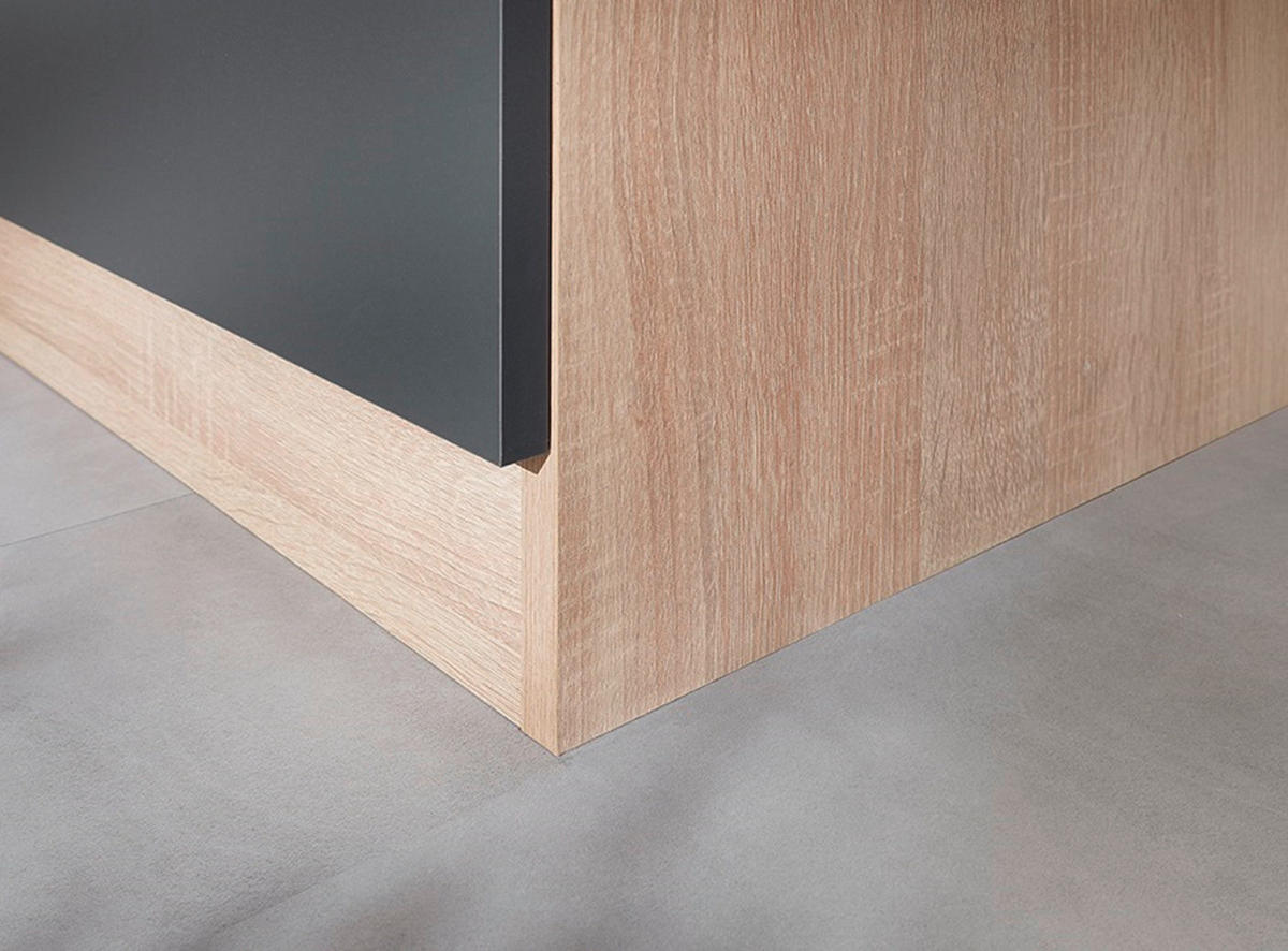 MINIKÜCHE 100 cm   in Grau, Eichefarben  - Eichefarben/Silberfarben, Basics, Glas/Holzwerkstoff (100cm) - Respekta