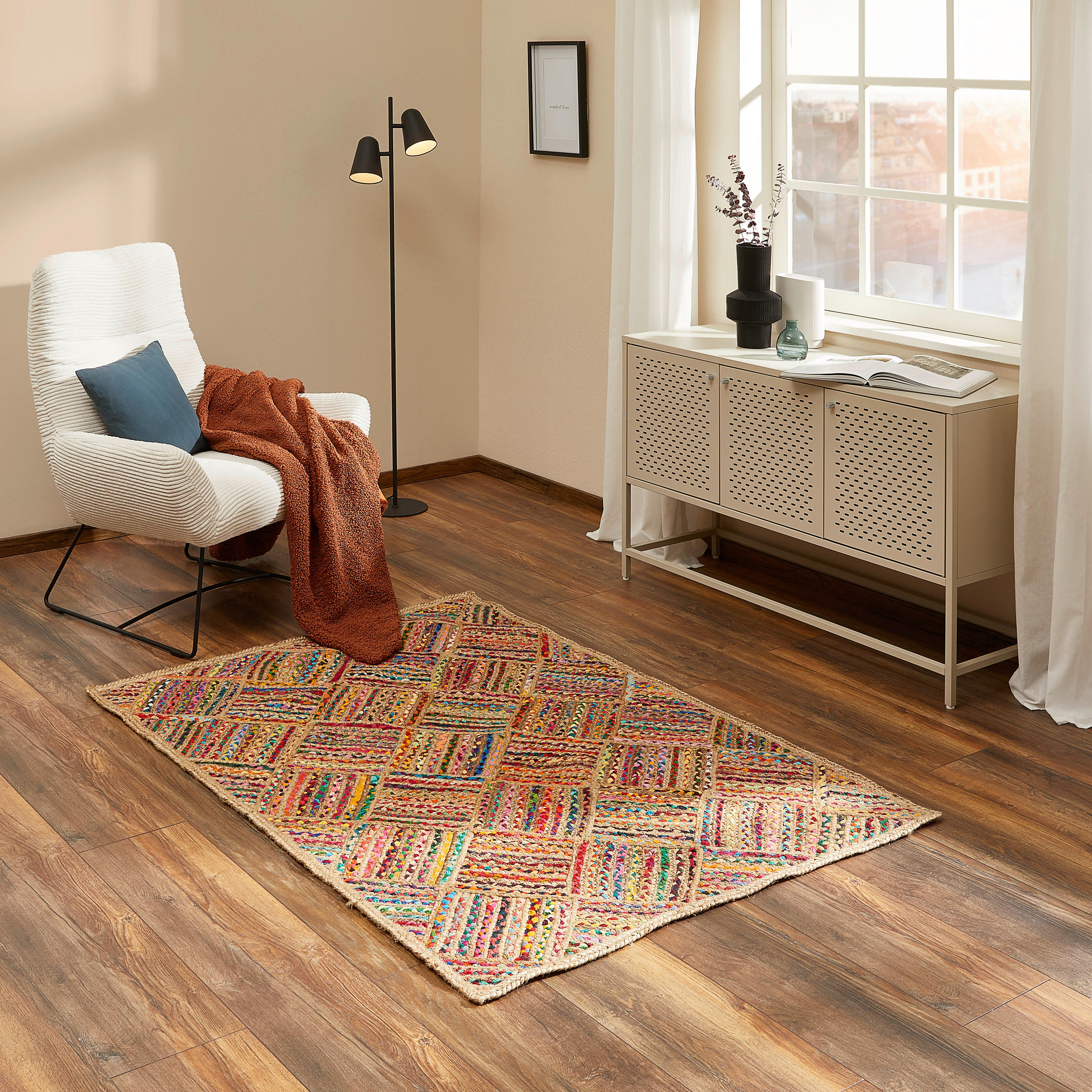 TKANÝ HANDRIČKOVÝ KOBEREC, 80/150 cm, viacfarebná - viacfarebná, Natur, textil (80/150cm) - Linea Natura