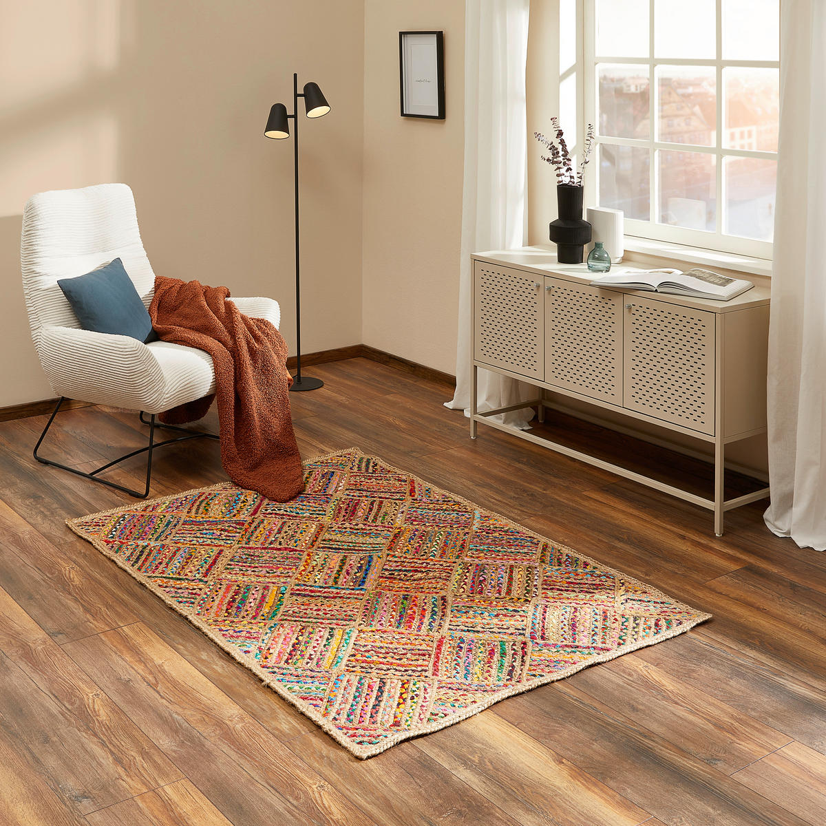TKANÝ HANDRIČKOVÝ KOBEREC, 120/170 cm, viacfarebná - viacfarebná, Natur, textil (120/170cm) - Linea Natura