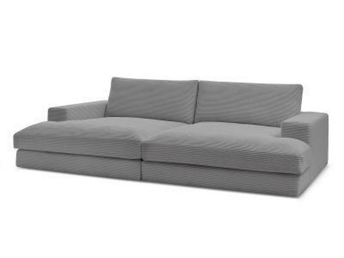 BIGSOFA LEONARD Cord Dunkelgrau  - Dunkelgrau/Schwarz, MODERN, Kunststoff/Textil (234/77/159cm)
