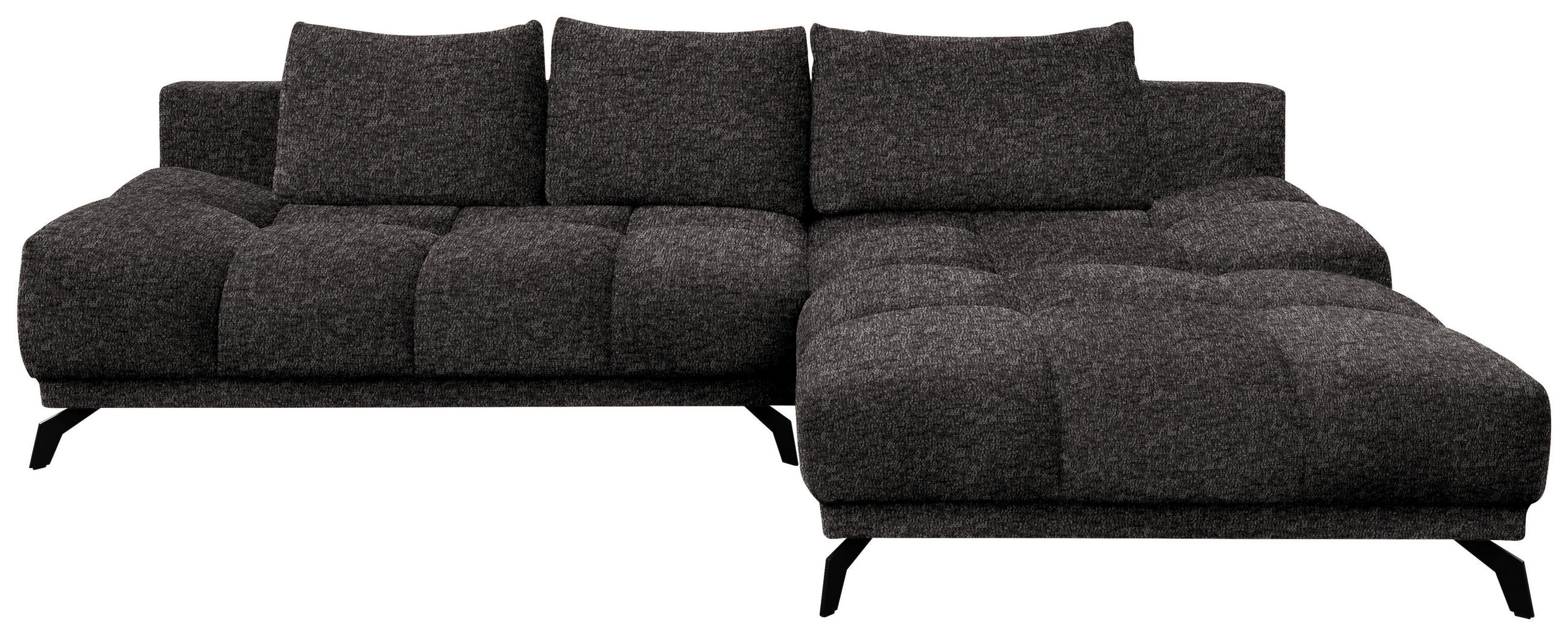 ECKSOFA in Chenille Anthrazit  - Anthrazit/Schwarz, Modern, Textil/Metall (290/182cm) - Hom`in