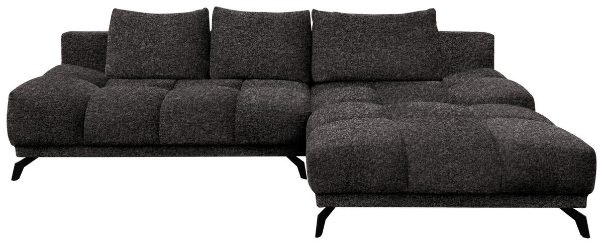 ECKSOFA in Chenille Anthrazit  - Anthrazit/Schwarz, Modern, Textil/Metall (290/182cm) - Hom`in
