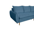 ECKSOFA Blau Chenille - Blau/Buchefarben, KONVENTIONELL, Holz/Textil (244/163cm) - Carryhome