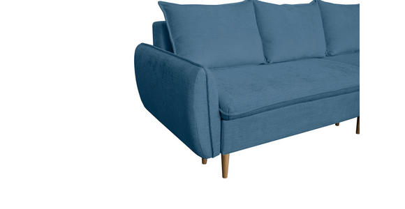 ECKSOFA Blau Chenille - Blau/Buchefarben, KONVENTIONELL, Holz/Textil (244/163cm) - Carryhome