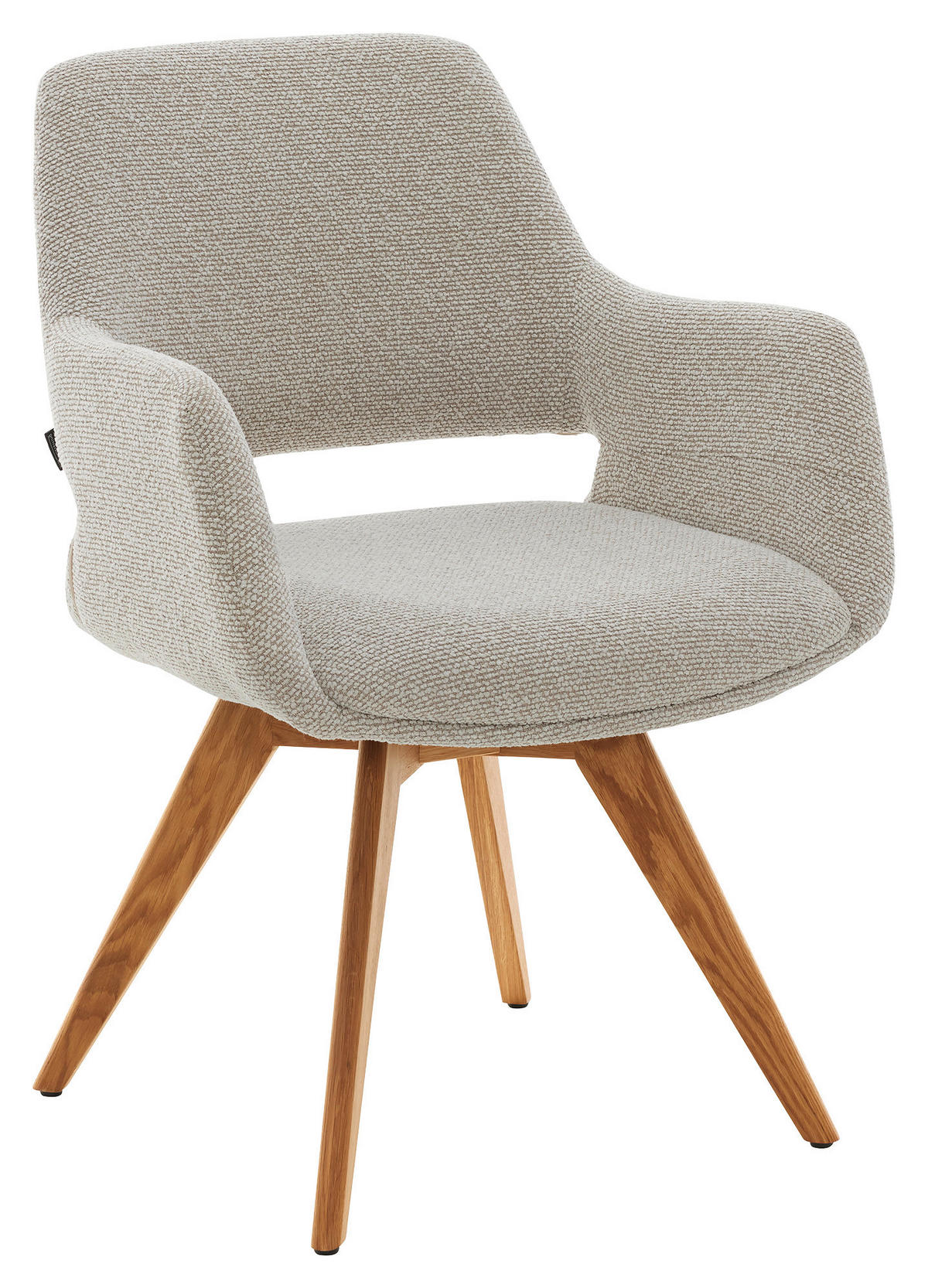 ARMLEHNSTUHL , Sitzfläche 180° drehbar, automatische Rückholfunktion , Bouclé  - Beige, Design, Holz/Textil (62/83/62cm) - Musterring