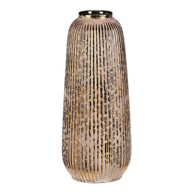 DEKORAČNÁ VÁZA, keramika, 35 cm - zlatá, Basics, keramika (15/35/15cm)