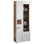 VITRINE in Weiß, Eichefarben  - Chromfarben/Eichefarben, KONVENTIONELL, Glas/Holz (75/202/37cm) - Hom`in