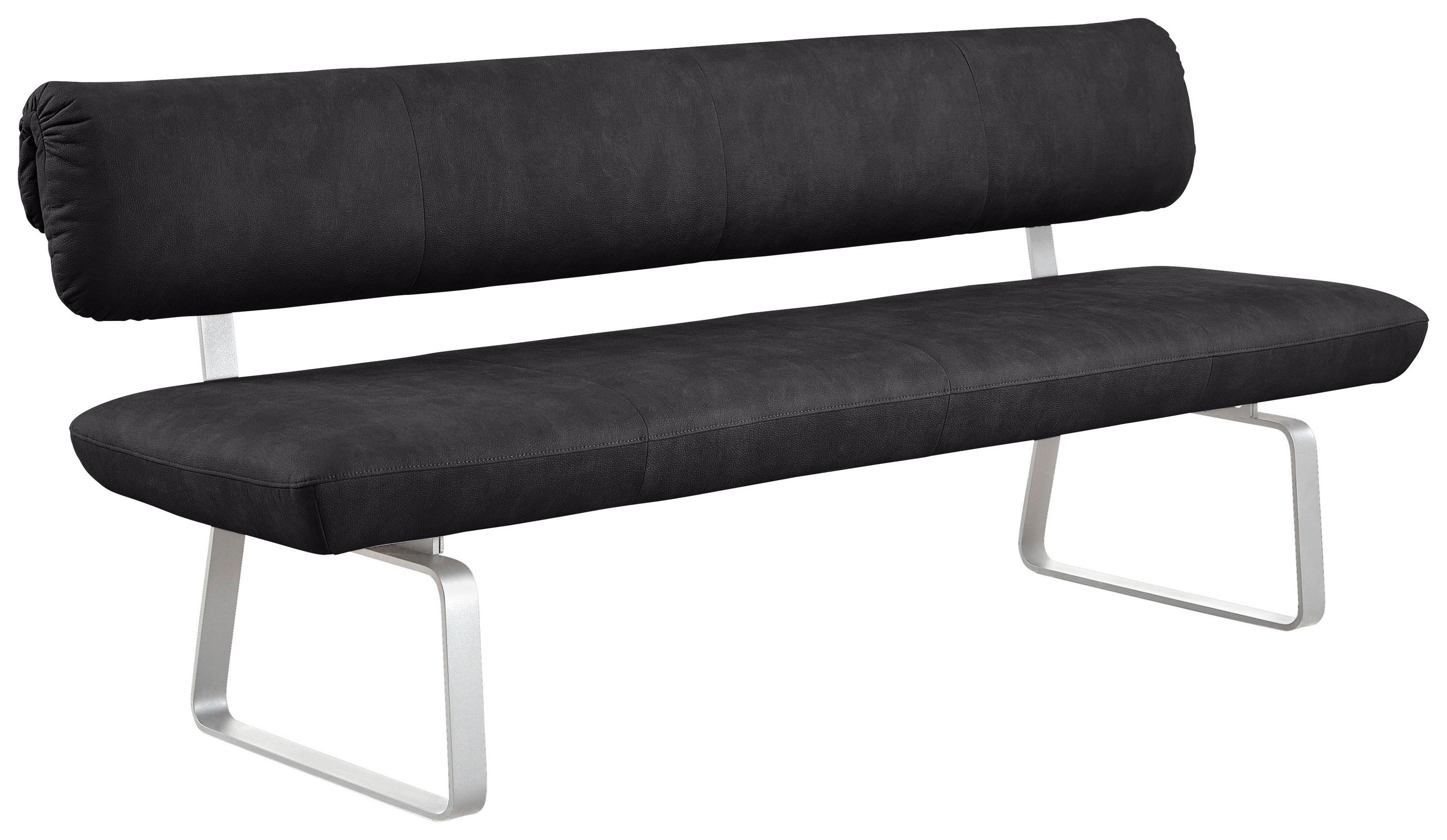 SITZBANK 200/88/68 cm Schwarz, Edelstahlfarben - Edelstahlfarben/Schwarz, Design, Textil/Metall (200/88/68cm) - Venjakob