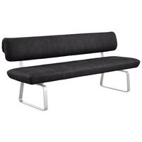 SITZBANK 200/88/68 cm Schwarz, Edelstahlfarben  - Edelstahlfarben/Schwarz, Design, Textil/Metall (200/88/68cm) - Venjakob
