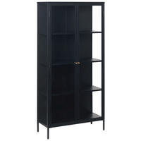 VITRINSKÅP svart  90/190/40 cm  - svart/guldfärgad, Trend, metall/glas (90/190/40cm) - Xora