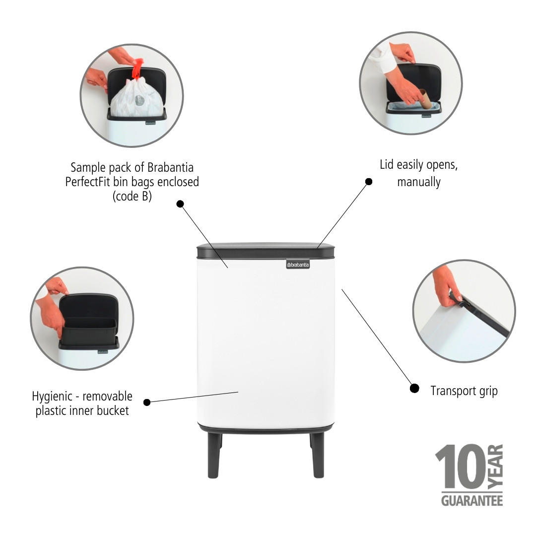 SZEMETESVÖDÖR 7 l  - fekete/fehér, Design, műanyag/fém (7Ll) - Brabantia