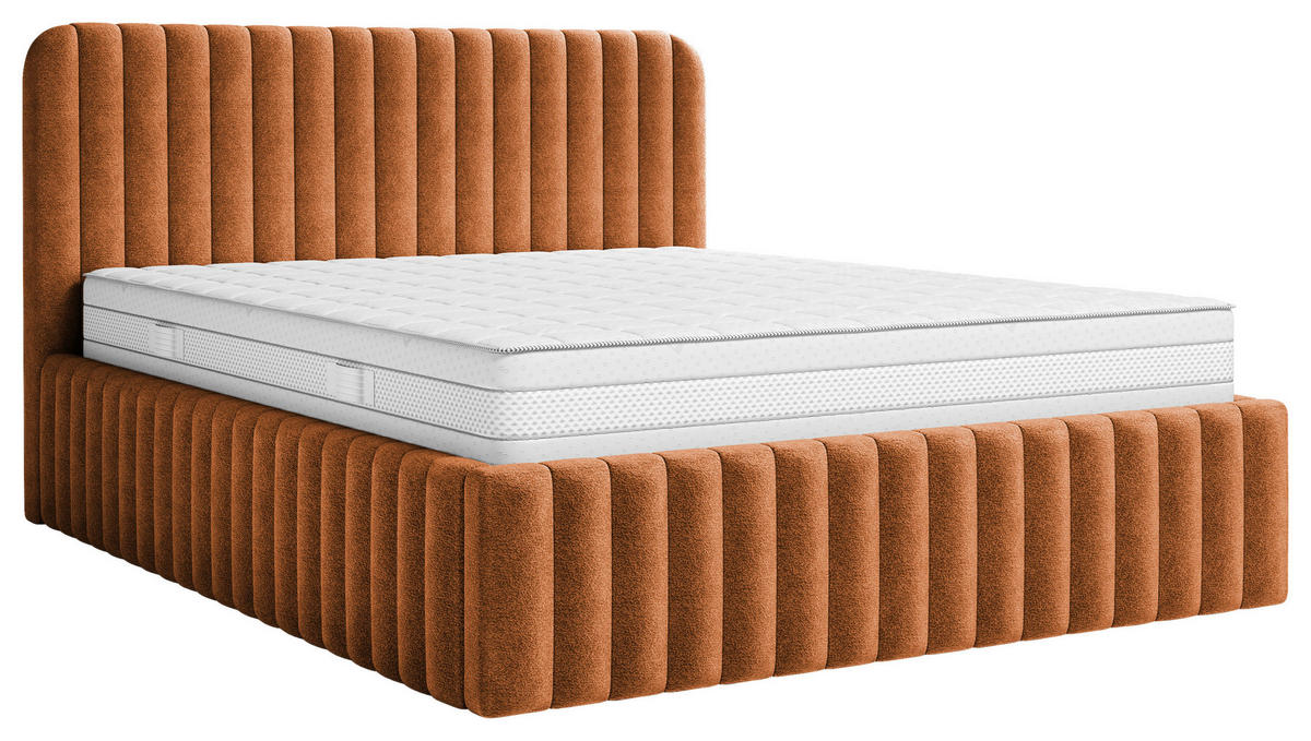 POLSTERBETT 180/200 cm  Terracotta  - Terracotta/Schwarz, Modern, Holz/Holzwerkstoff (180/200cm) - MID.YOU
