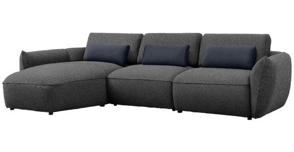 ECKSOFA  in Chenille Anthrazit  190/340 cm  - Anthrazit/Schwarz, Design, Kunststoff/Textil (190/340cm) - Belluti