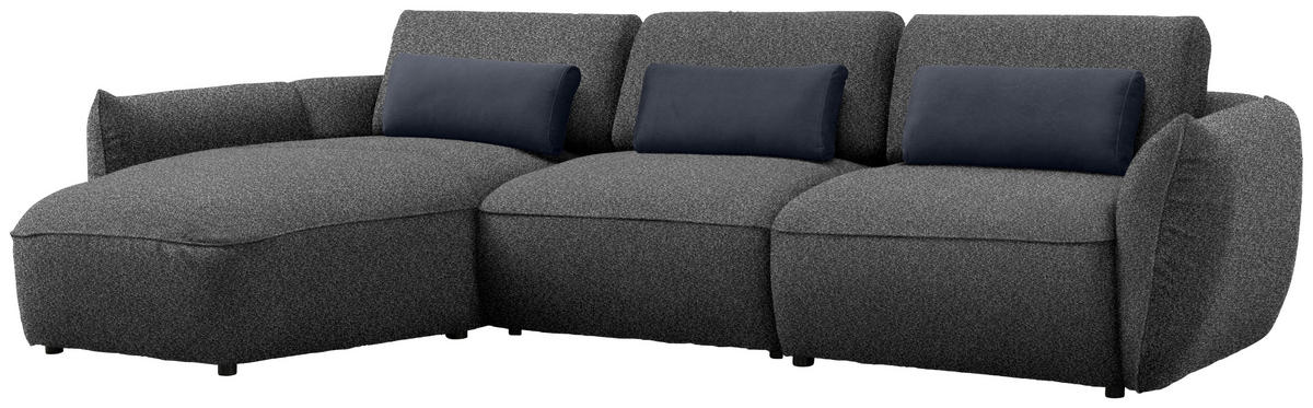 ECKSOFA  in Chenille Anthrazit  190/340 cm  - Anthrazit/Schwarz, Design, Kunststoff/Textil (190/340cm) - Belluti