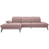 ECKSOFA in Flachgewebe Hellrosa  - Hellrosa/Schwarz, Design, Textil/Metall (180/289cm) - Stylife