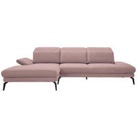 ECKSOFA in Flachgewebe Hellrosa  - Hellrosa/Schwarz, Design, Textil/Metall (180/289cm) - Stylife