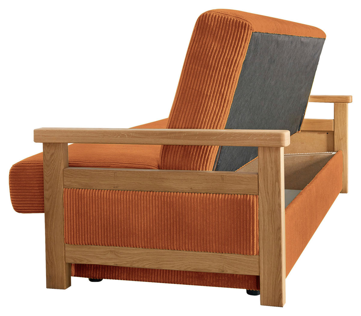 SCHLAFSOFA in Cord Terracotta  - Terracotta/Naturfarben, Design, Holz/Textil (220/90/90cm) - P & B