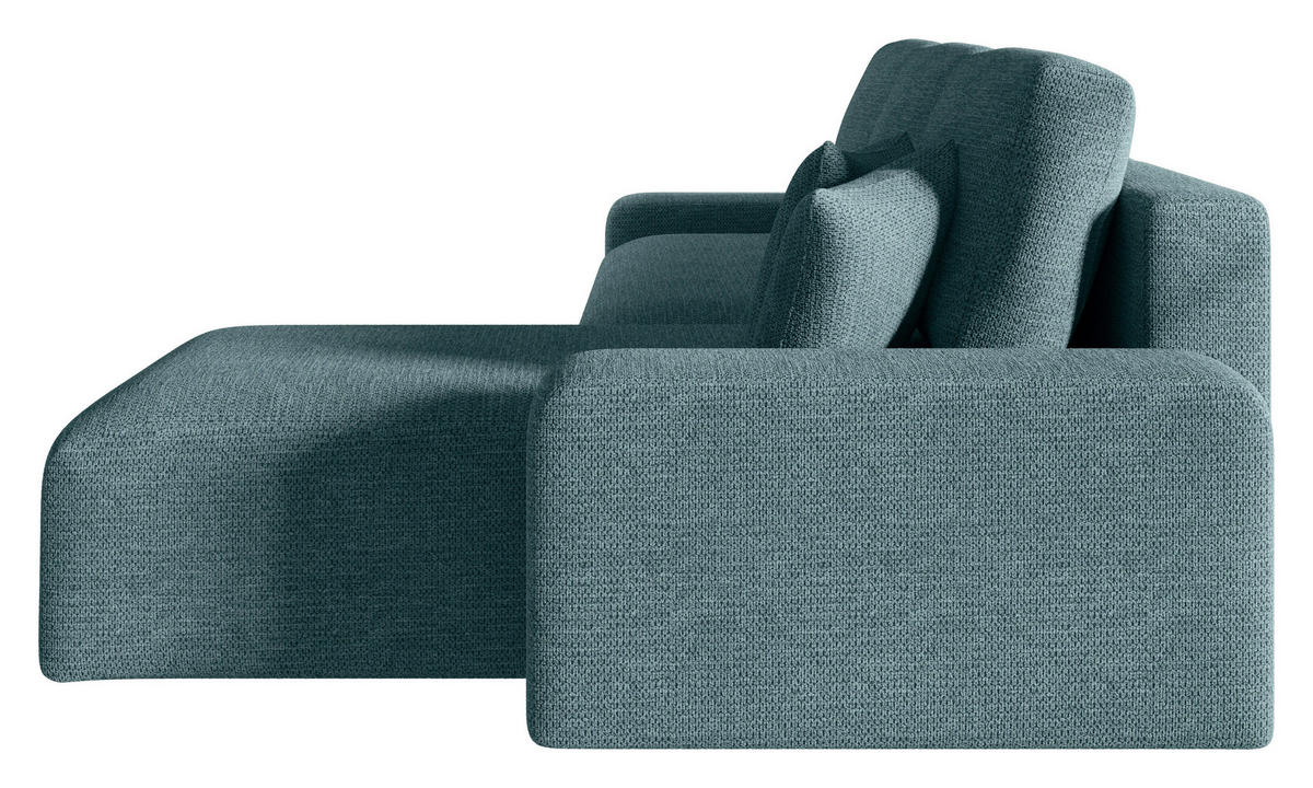ECKSOFA Grau Bouclé Zierkissen, Rückenkissen, Bettkasten, Schlaffunktion, Rücken echt, Stauraum  - Schwarz/Grau, MODERN, Kunststoff/Textil (248/143cm) - Xora