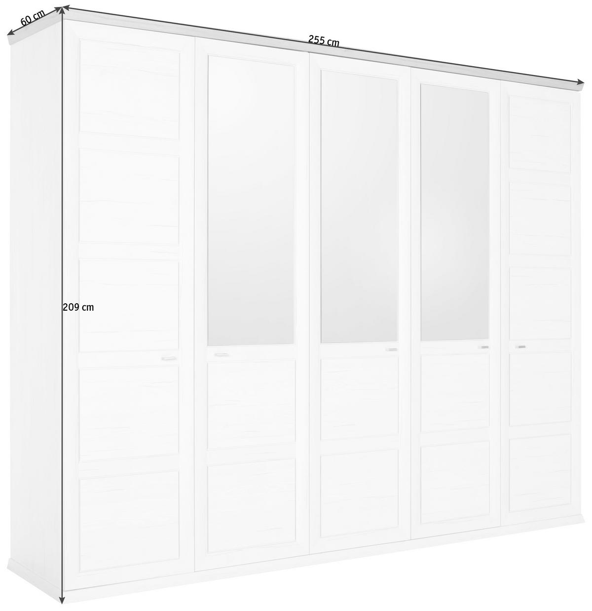ŠATNÍ SKŘÍŇ SE ZRCADLEM, šedá, bílá, 255/209/60 cm - šedá/bílá, Lifestyle, kov/kompozitní dřevo (255/209/60cm) - Hom`in